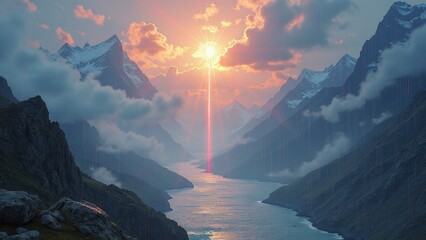 Sunset Landscape Art Painting