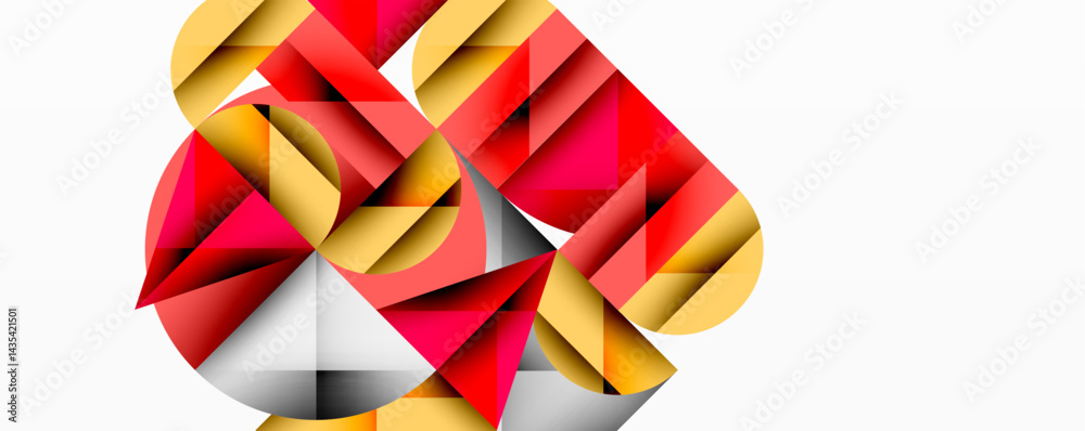 Aufkleber Abstract geometric design. Red, gold, gray shapes intersect, creating dynamic visual texture. Modern composition, clean lines.