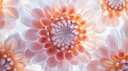 Peach Dahlia Flowers Closeup.