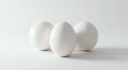 Three Eggs Grouped Together on a White Background