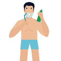 vector man brushing teeth in bathroom