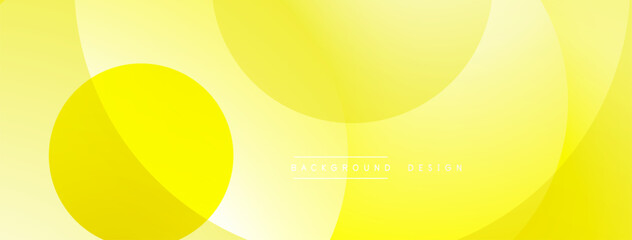 Yellow abstract background. Overlapping circles create soft gradients, modern design. Simple, clean aesthetic for digital projects.