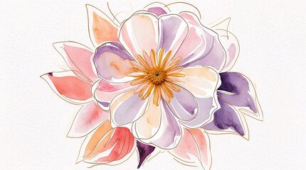 Obraz premium pastel cosmos flowers watercolor painting floral botanical illustration ideal for greeting card or book cover design premium illustration wallpaper background