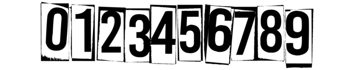 Set of numbers, colors textured numbers. Numbers 1, 2, 3, 4, 5, 6, 7, 8, 9, 0. Stylish hand abstract design numbers set. Bold style and eps vector format. Dirty texture vector. Rough brush strokes.