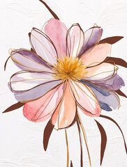 Naklejka premium pastel watercolor cosmos flowers painting delicate botanical design suitable for greeting cards and book covers premium illustration wallpaper background