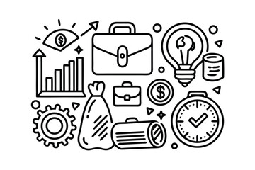 Doodle Line Icons Business and Finance Essentials