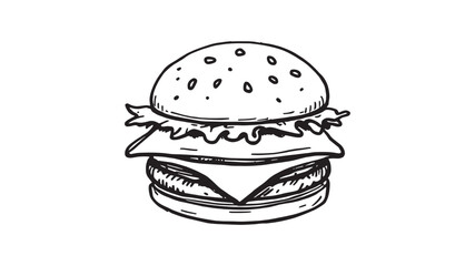 Cheeseburger line art modern design for creative food illustrations