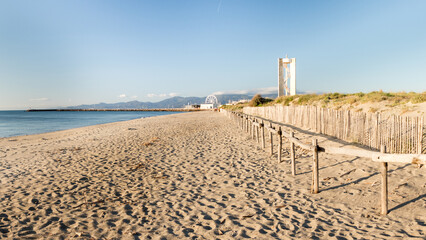 Panorama de la plage du Sardinal à Canet en Roussillon	