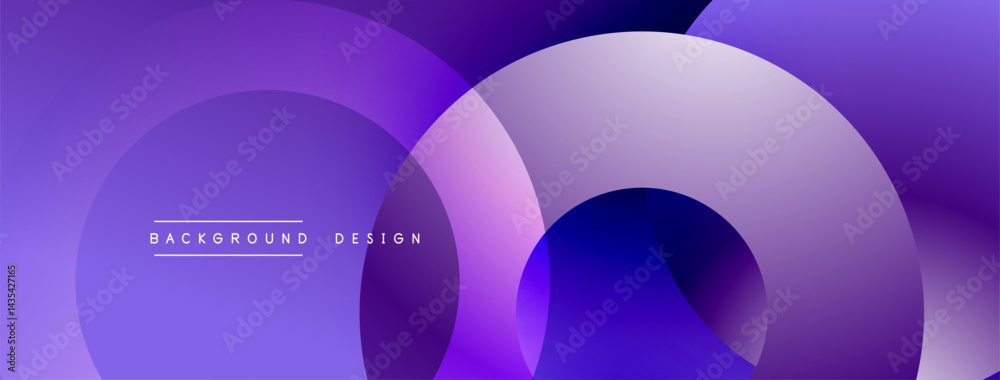 Poster Abstract purple design features overlapping circles. Gradient shades create depth, modern aesthetic. Minimalist composition, smooth transitions.