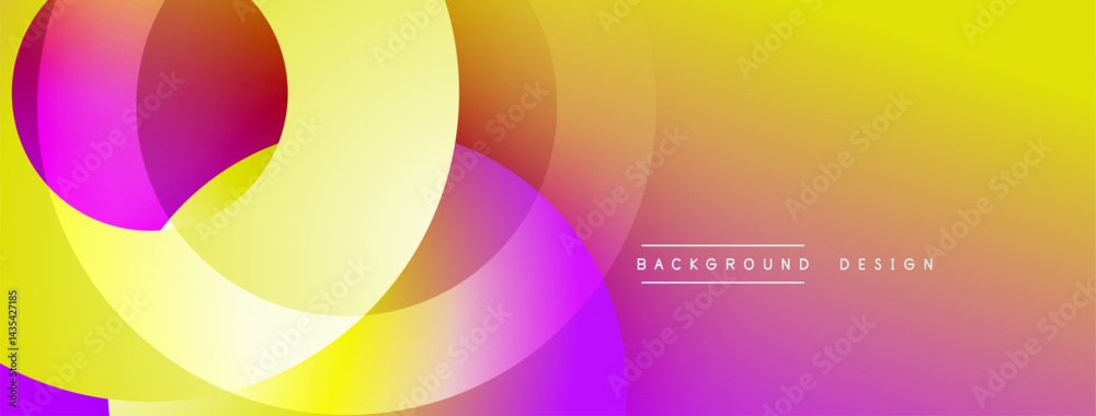 Poster vibrant overlapping circles create gradient background. yellow, pink, purple hues blend smoothly. mo
