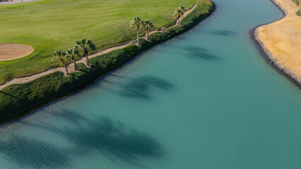 El Gouna Golf Course Fairway Edge Palm Trees Water Hazard