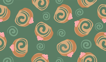 Cute roll cake pattern background vector design