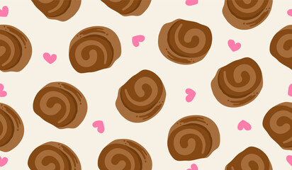 Cute roll cake pattern background vector design