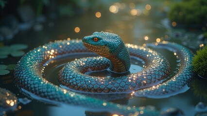 Fototapeta premium Mysterious image of forest snake shadow