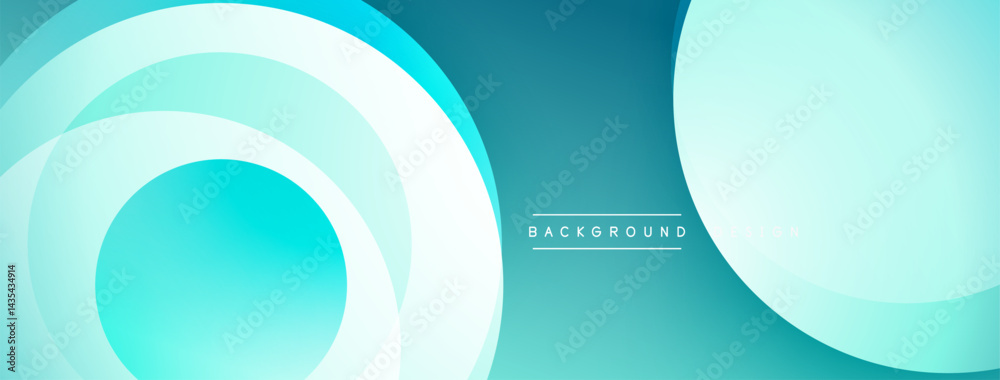 Poster abstract layered circles, teal hues dominate. minimalist design, clean lines, modern aesthetic. subt