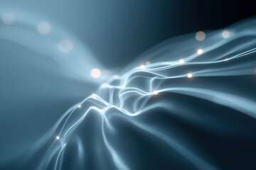 Flowing luminous waves shimmer across dark background