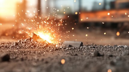 Metal welding sparks on construction site