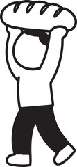 cartoon illustration of a man holding a wood