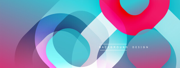 Fototapeta premium Abstract colorful overlapping circles create modern design. Gradient shades blend, forming vibrant visual composition.