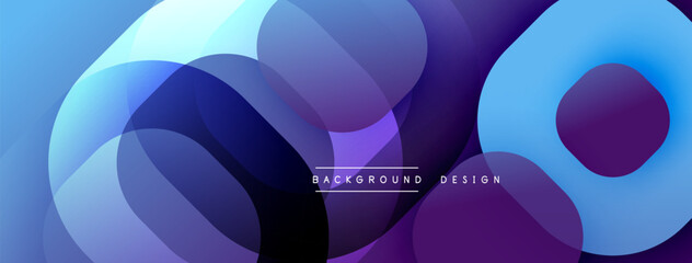 Abstract fluid shapes, blue purple gradients. Modern design, overlapping circles create dynamic composition. Minimalist background texture.