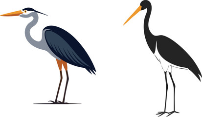heron bird silhouette stork silhouette black vector illustration