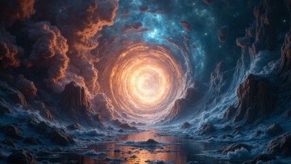 Orange light energy vortex scene