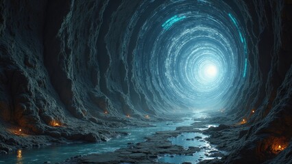 Blue Energy Tunnel Scene
