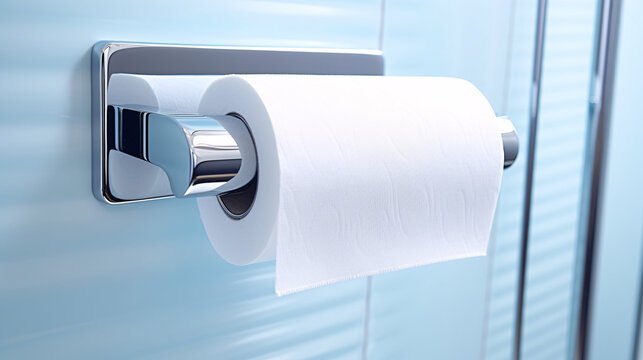 Close-up of an empty toilet roll holder, symbolizing the need for a new roll of toilet paper.


