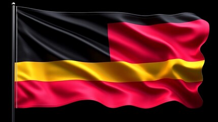 Naklejka premium Black, red, and gold tricolor flag waving