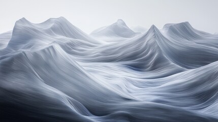 Obraz premium A digital art piece depicting a serene mountain landscape with a soft, ethereal quality.