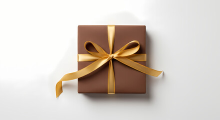 Brown Gift Box with Gold Ribbon