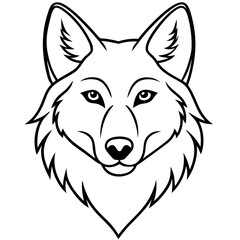 Wolf head vector illustration line art and white background