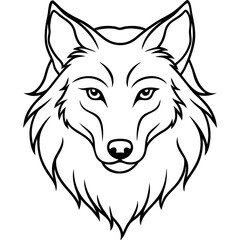 Wolf head vector illustration line art and white background