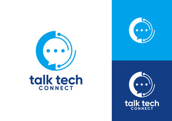 simple tech talk logo. online chat communication vector design concept