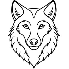 Wolf head vector illustration line art and white background