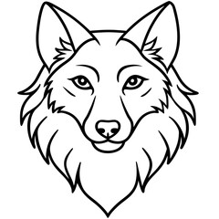 Wolf head vector illustration line art and white background