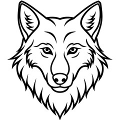 Wolf head vector illustration line art and white background