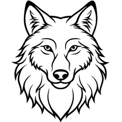 Wolf head vector illustration line art and white background