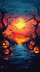 Halloween Pumpkin Road to Castle