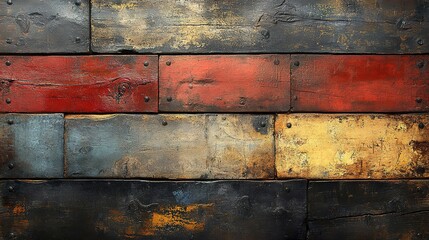 Fototapeta premium Textured wood panels in various colors