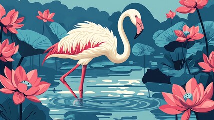 Flamingo in Lotus Pond. (1)