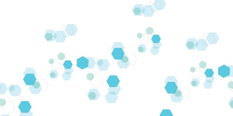 Geometric abstract background with blue hexagons. Computer network concept technology or science design