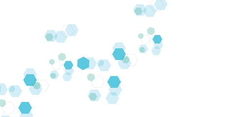 Geometric abstract background with blue hexagons. Computer network concept technology or science design