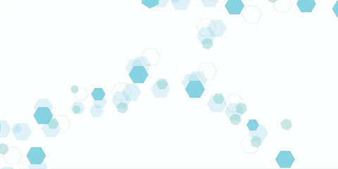 Geometric abstract background with blue hexagons. Computer network concept technology or science design