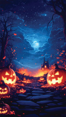 Fototapeta premium Magical Night in Halloween Land.