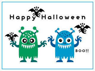 ハロウィーン■ハロウィーンモンスターのイラストセット■ポストカード	
