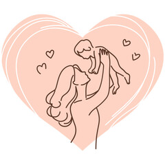 Mother day Outline Illustration