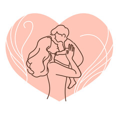 Mother day Outline Illustration