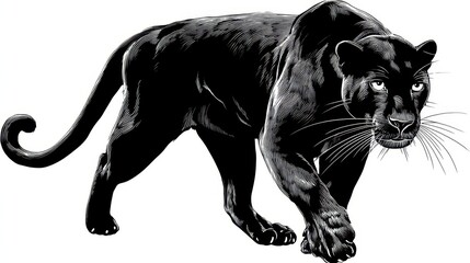 Fototapeta premium Powerful black panther illustration.