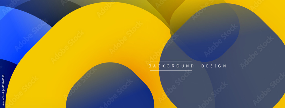 Aufkleber Abstract overlapping circles. Blue, yellow hues create modern design. Minimalist aesthetic, smooth gradients present visual harmony.